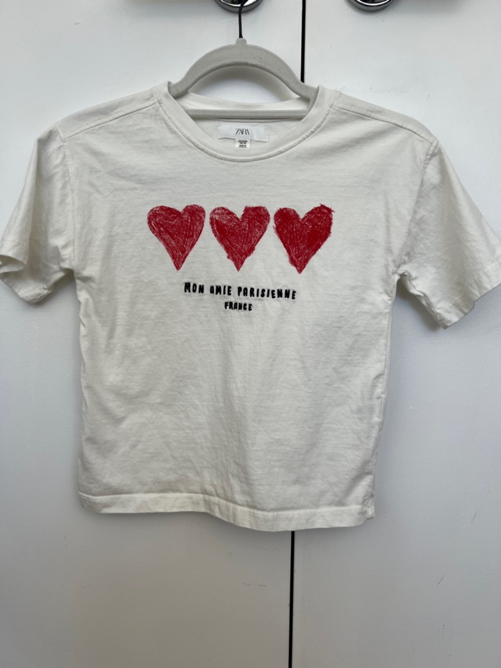 Zara Kids Outfit - White Graphic Tee and black wide leg pants